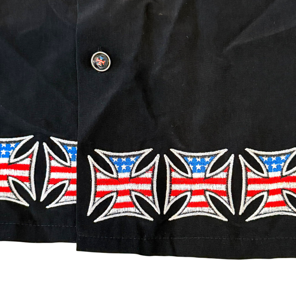 Dragonfly Clothing - Cross Black Embroidered USA Vintage Y2K Shirt