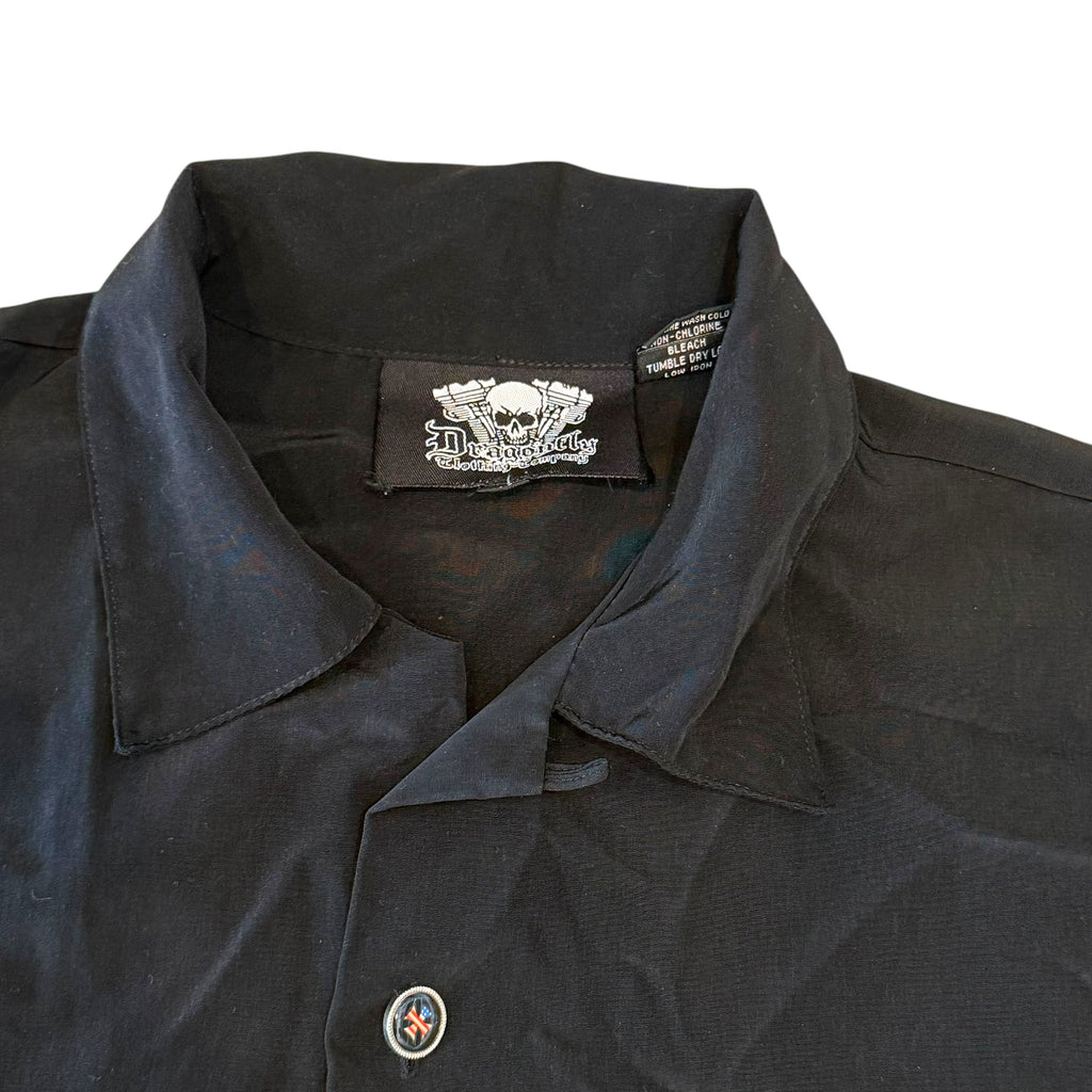 Dragonfly Clothing - Cross Black Embroidered USA Vintage Y2K Shirt