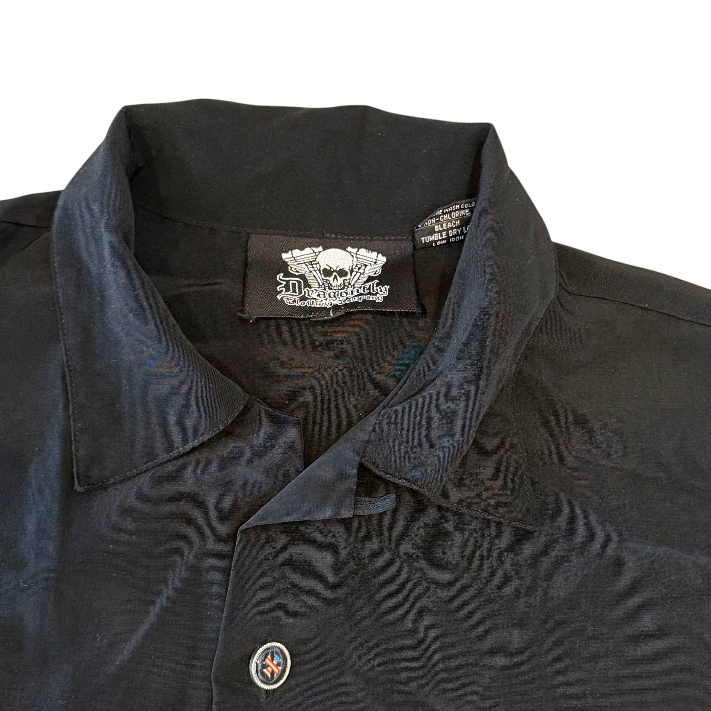 Dragonfly Clothing - Cross Black Embroidered USA Vintage Y2K Shirt