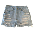 Wrangler - Light Blue Thrashed Blue Denim Shorts
