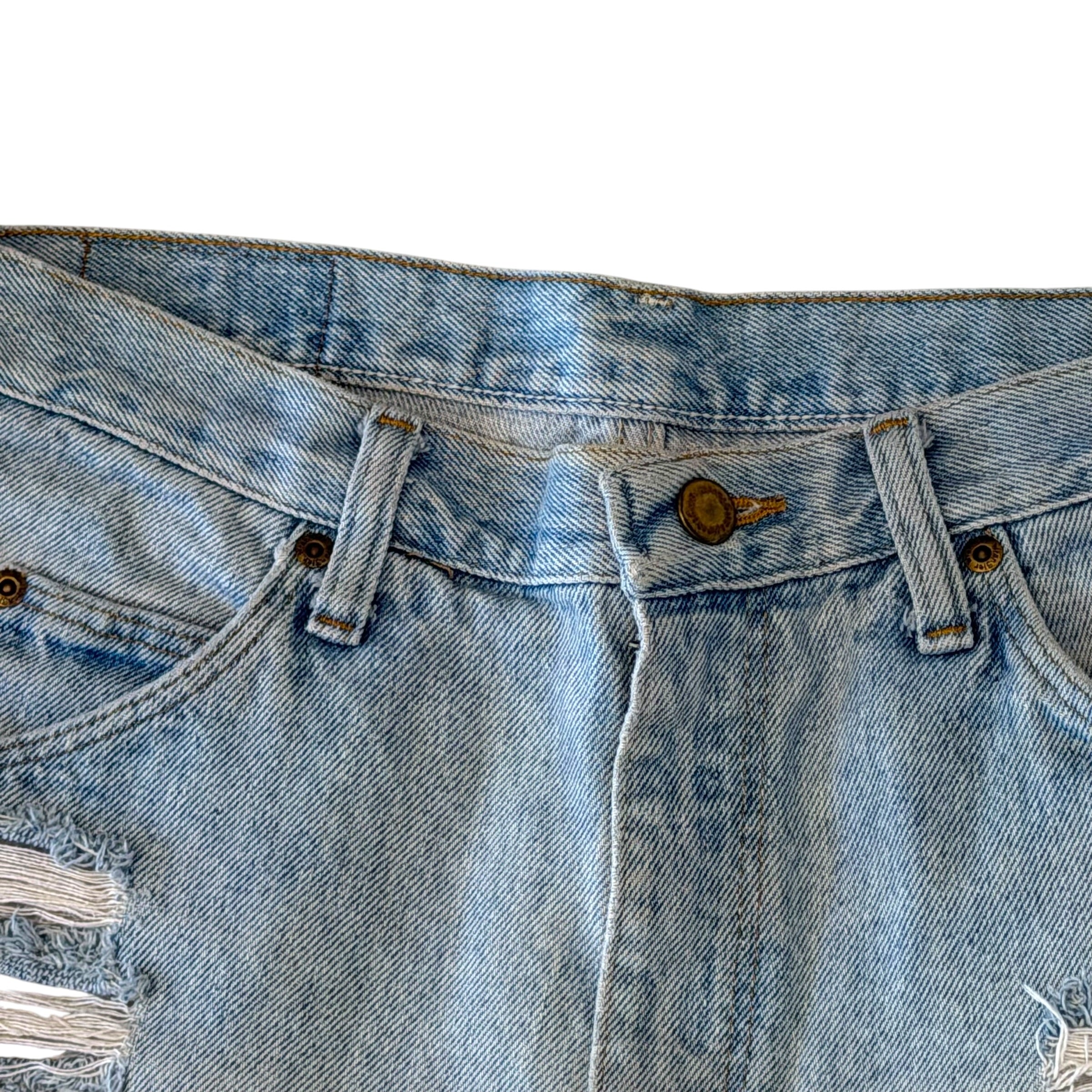 Wrangler - Light Blue Thrashed Blue Denim Shorts