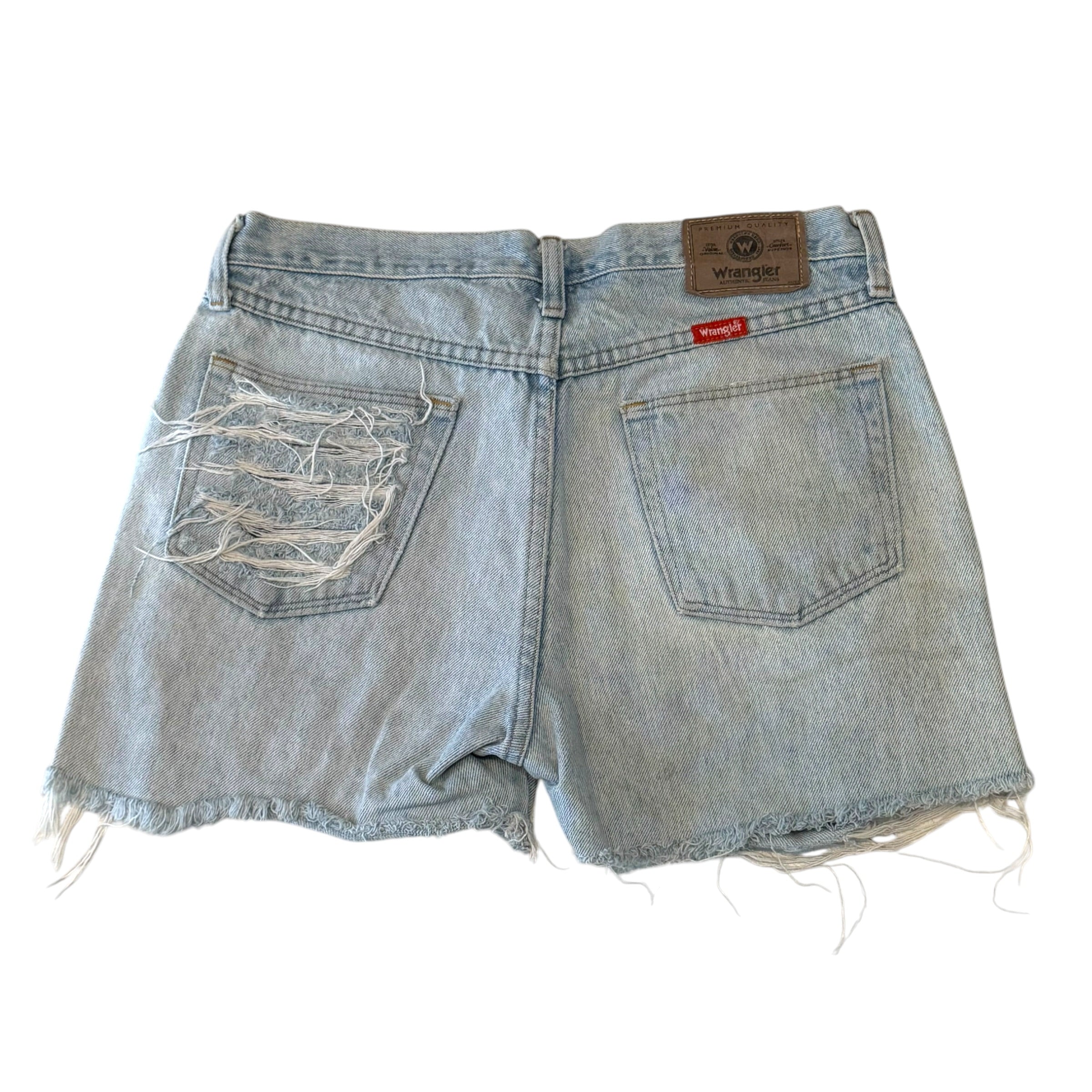 Wrangler - Light Blue Thrashed Blue Denim Shorts