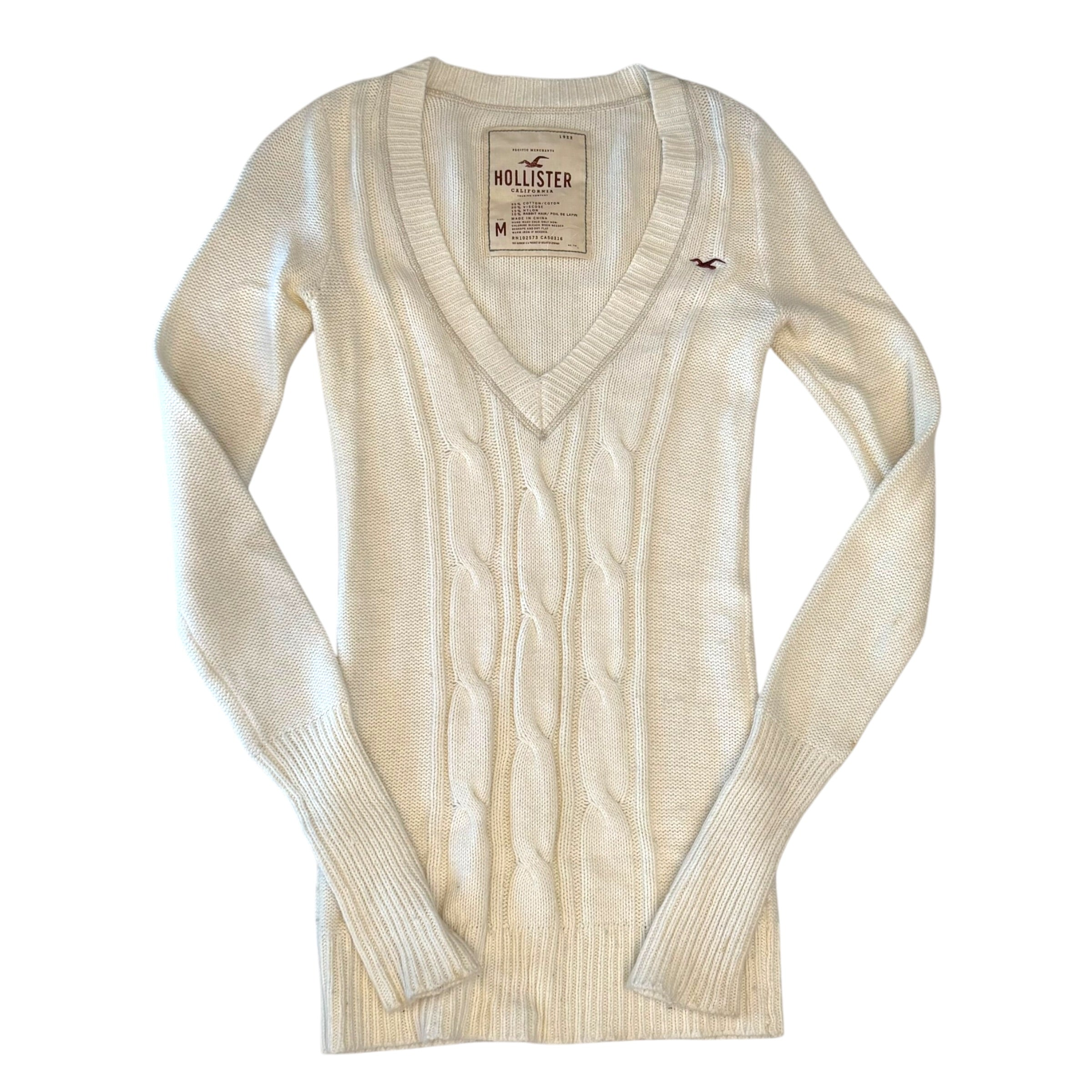 Hollister - Cable Knit Cream Long Sleeve Vintage Y2K Sweater Dress
