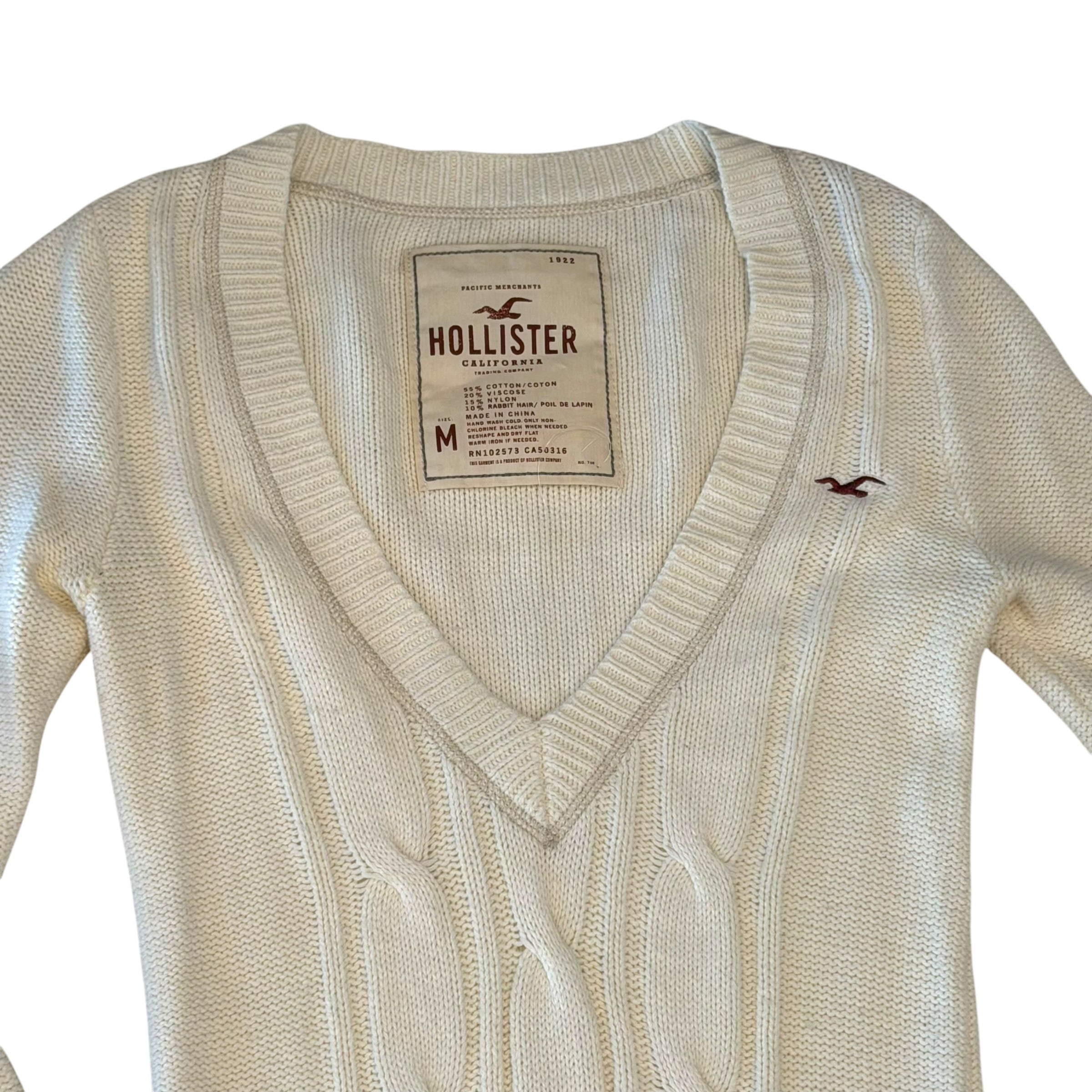 Hollister - Cable Knit Cream Long Sleeve Vintage Y2K Sweater Dress