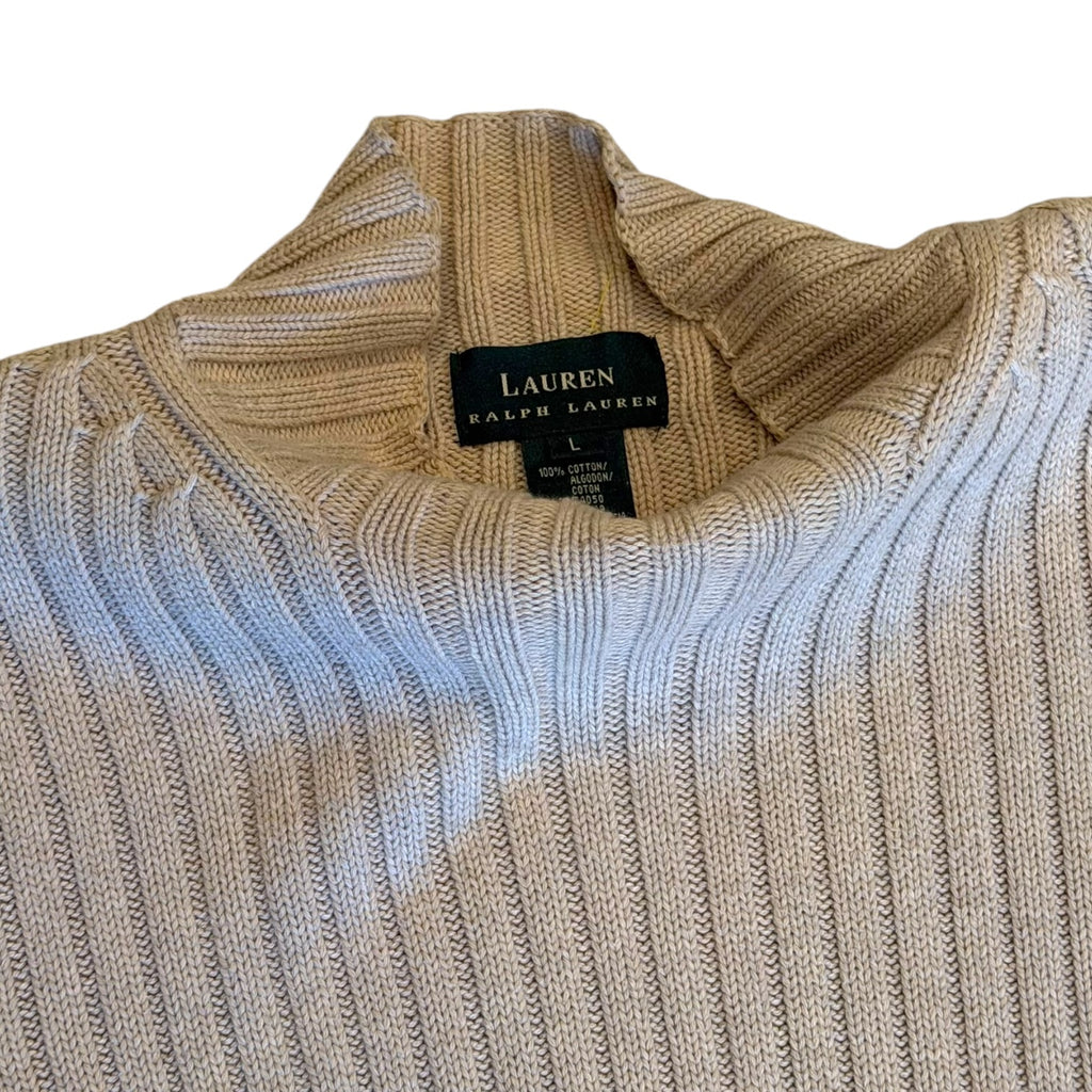 Ralph Lauren - Beige Knit Turtleneck Vintage Y2K Sweater