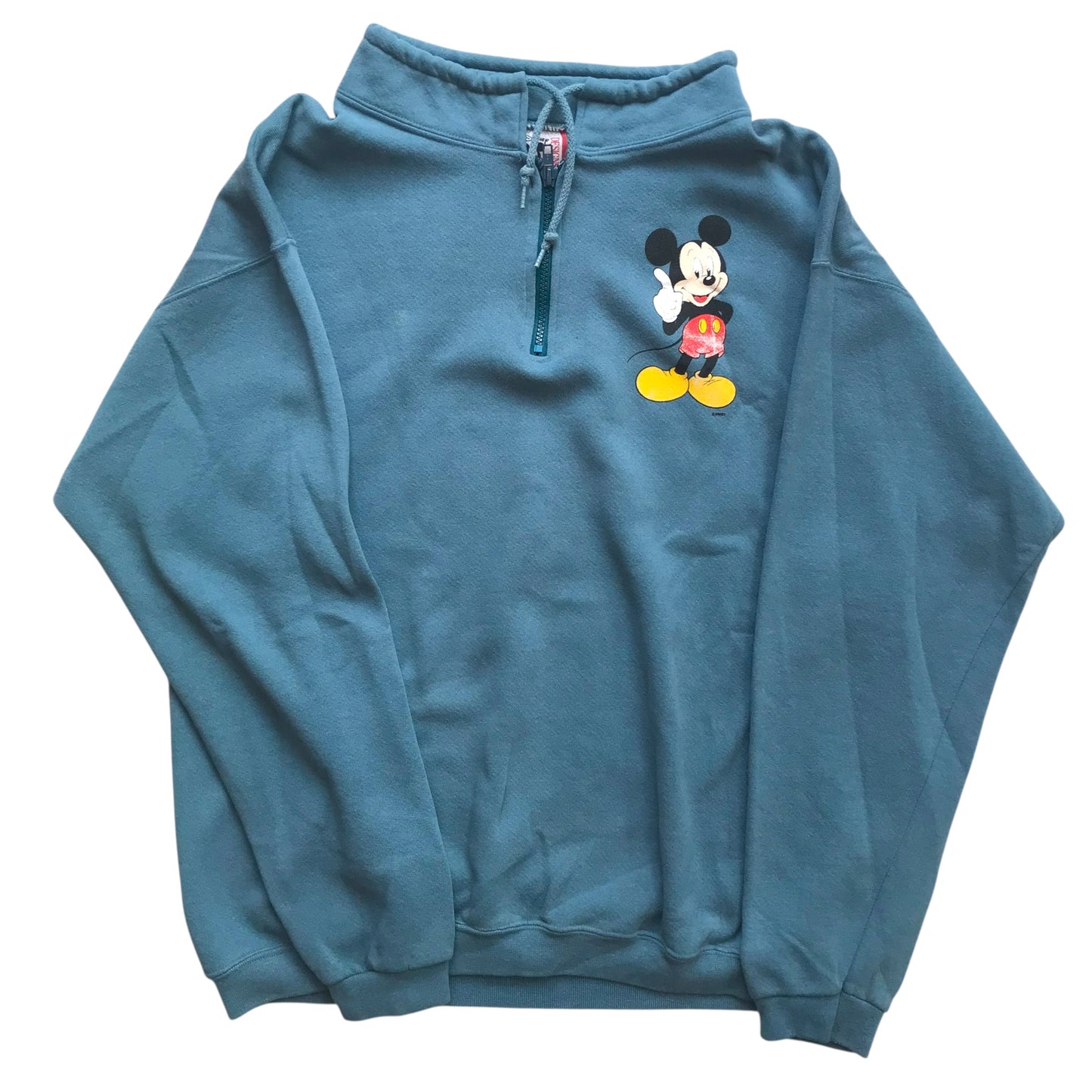 Disney Designs - Blue Quarter Zip Mickey Vintage 90s Sweatshirt