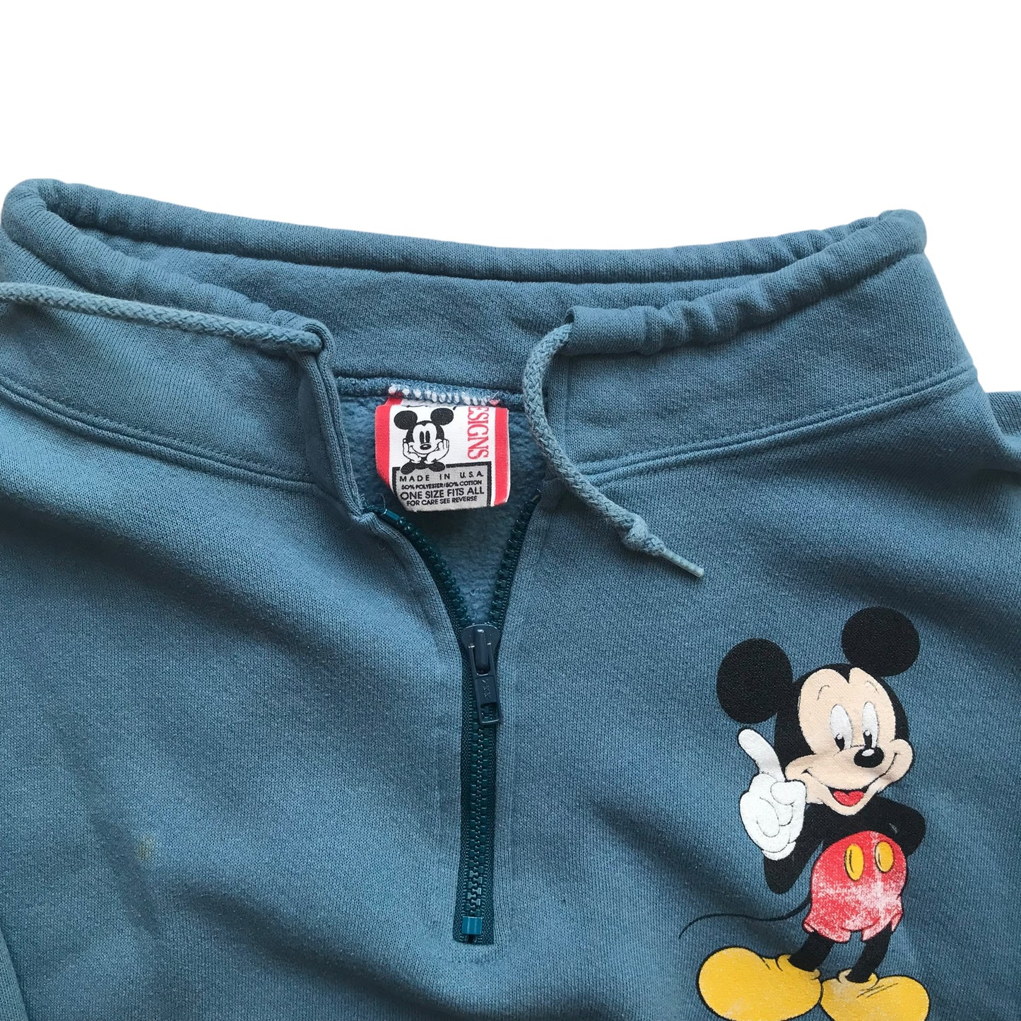 Disney Designs - Blue Quarter Zip Mickey Vintage 90s Sweatshirt