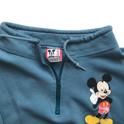 Disney Designs - Blue Quarter Zip Mickey Vintage 90s Sweatshirt
