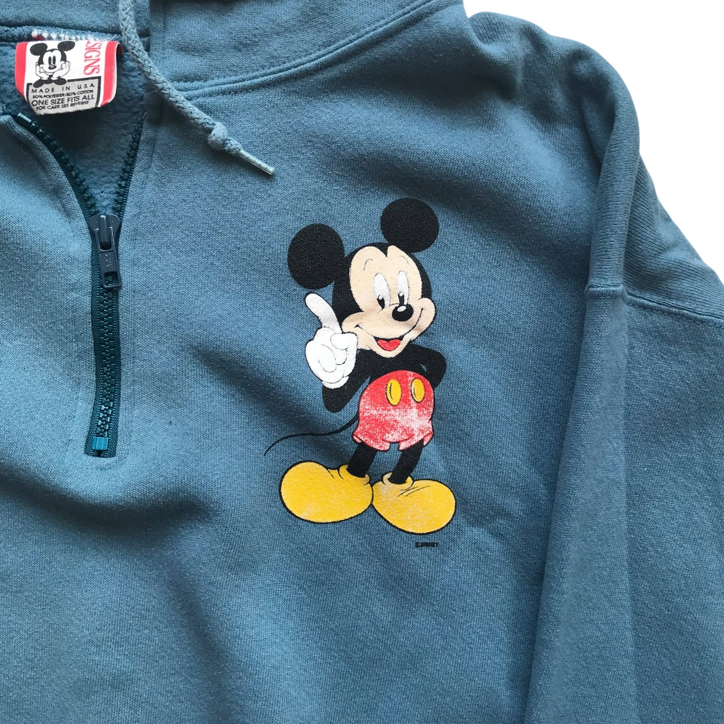 Disney Designs - Blue Quarter Zip Mickey Vintage 90s Sweatshirt