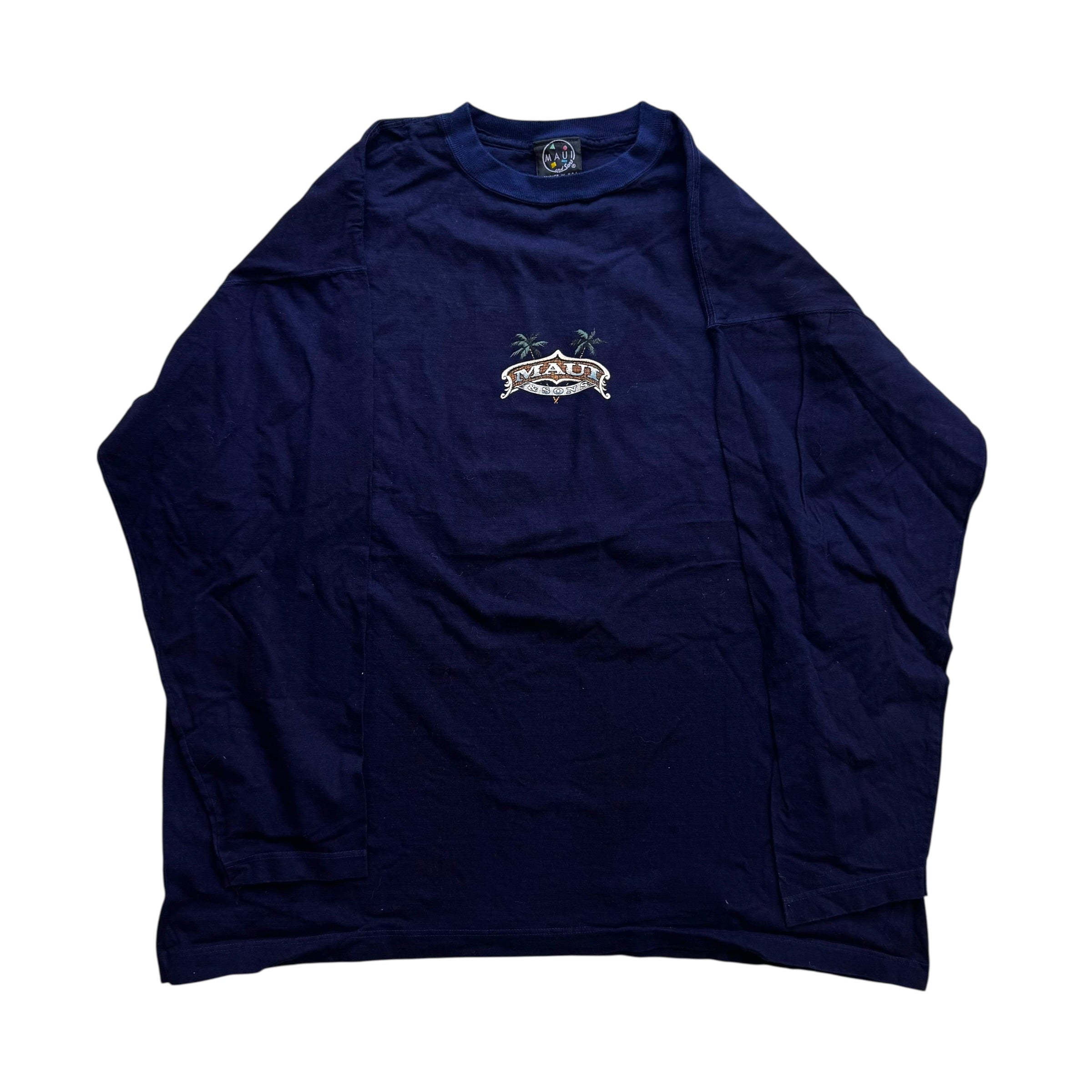 Maui & Sons - Navy Longsleeve Deadstock Vintage Y2K T-Shirt