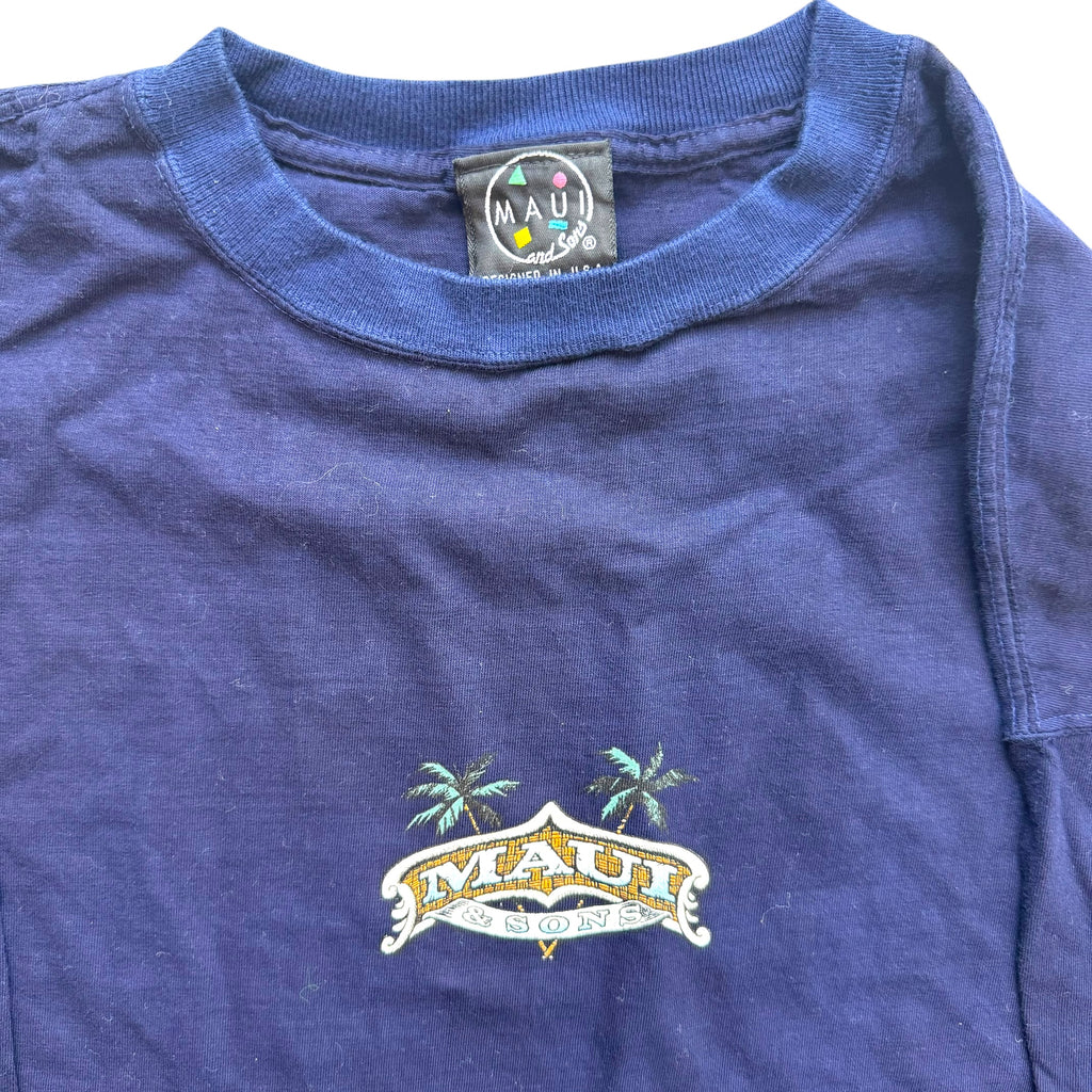 Maui & Sons - Navy Longsleeve Deadstock Vintage Y2K T-Shirt