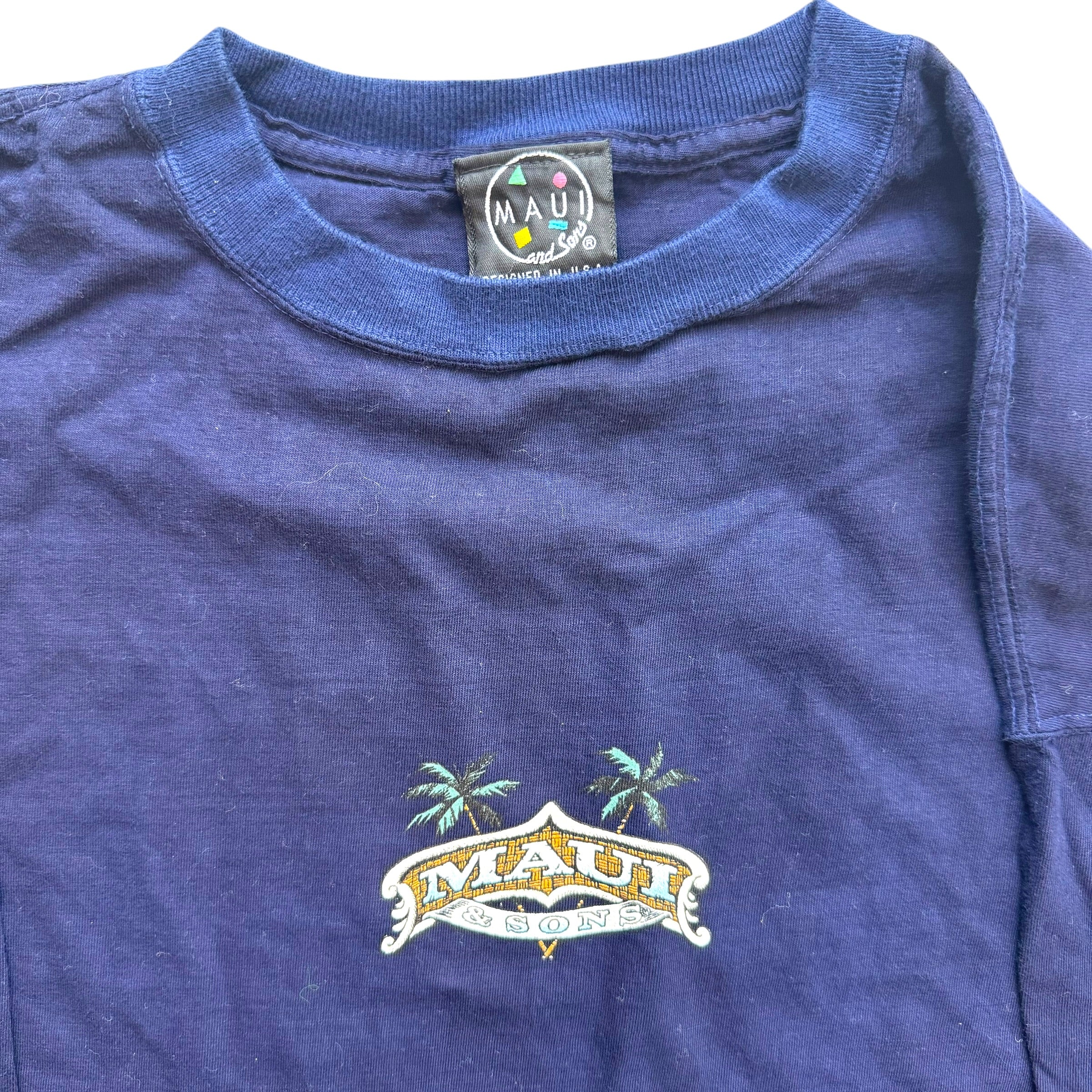 Maui & Sons - Navy Longsleeve Deadstock Vintage Y2K T-Shirt