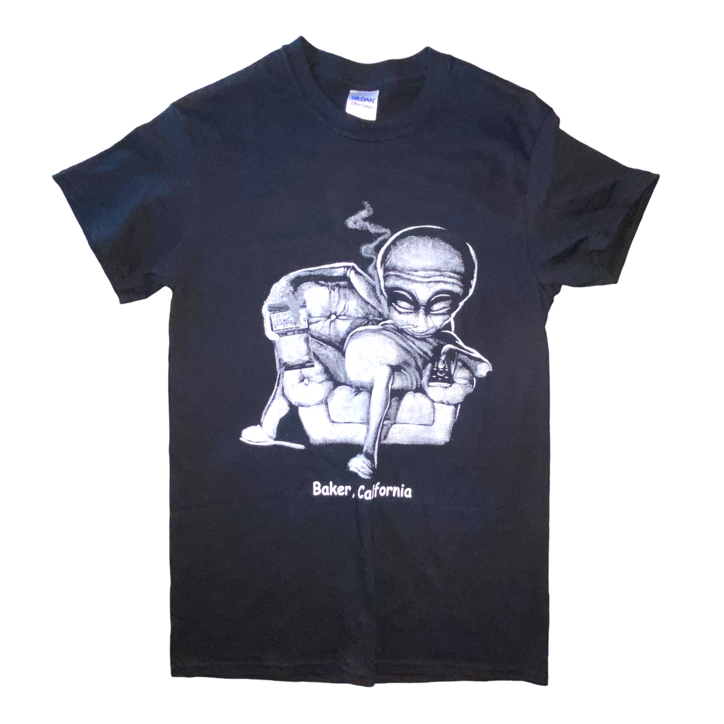 Gildan - Baker, Ca Alien Graphic Vintage Y2K Black T-Shirt