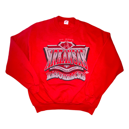 Jerzees - Arkansas Razorbacks Vintage 90s Red Crewneck Sweatshirt