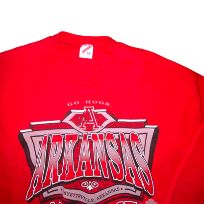 Jerzees - Arkansas Razorbacks Vintage 90s Red Crewneck Sweatshirt