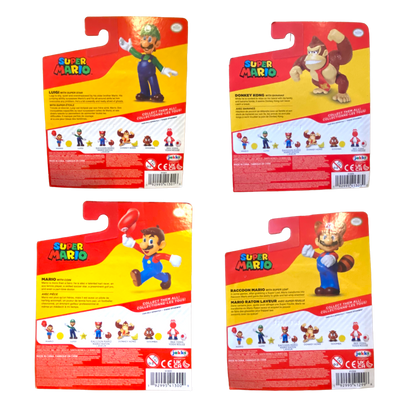 Nintendo x Jakks - Mario, Luigi, Tanooki Mario, Donkey Kong 4 Pack Figures