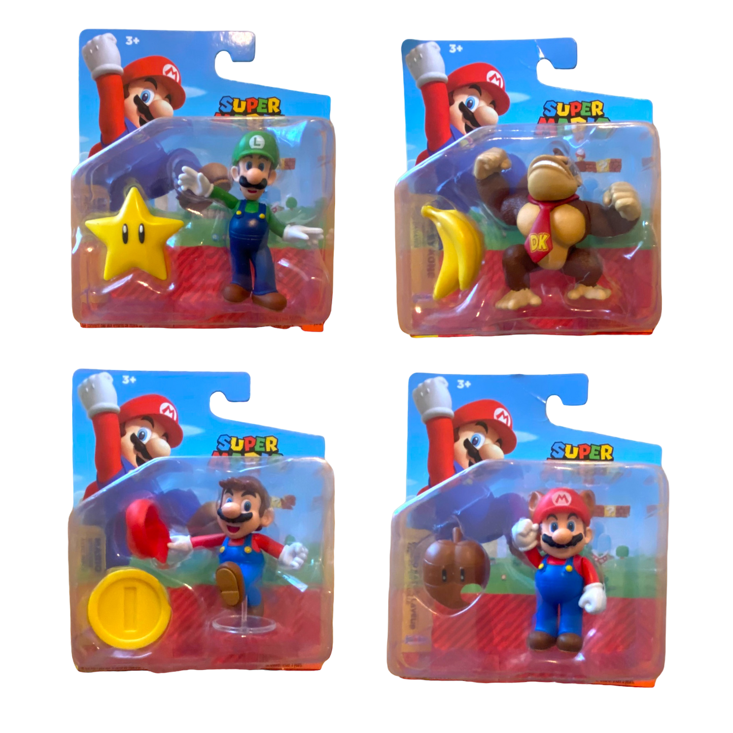 Nintendo x Jakks - Mario, Luigi, Tanooki Mario, Donkey Kong 4 Pack Figures
