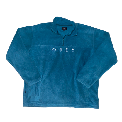 OBEY - Turquoise Fleece Half Zip Sweatshirt