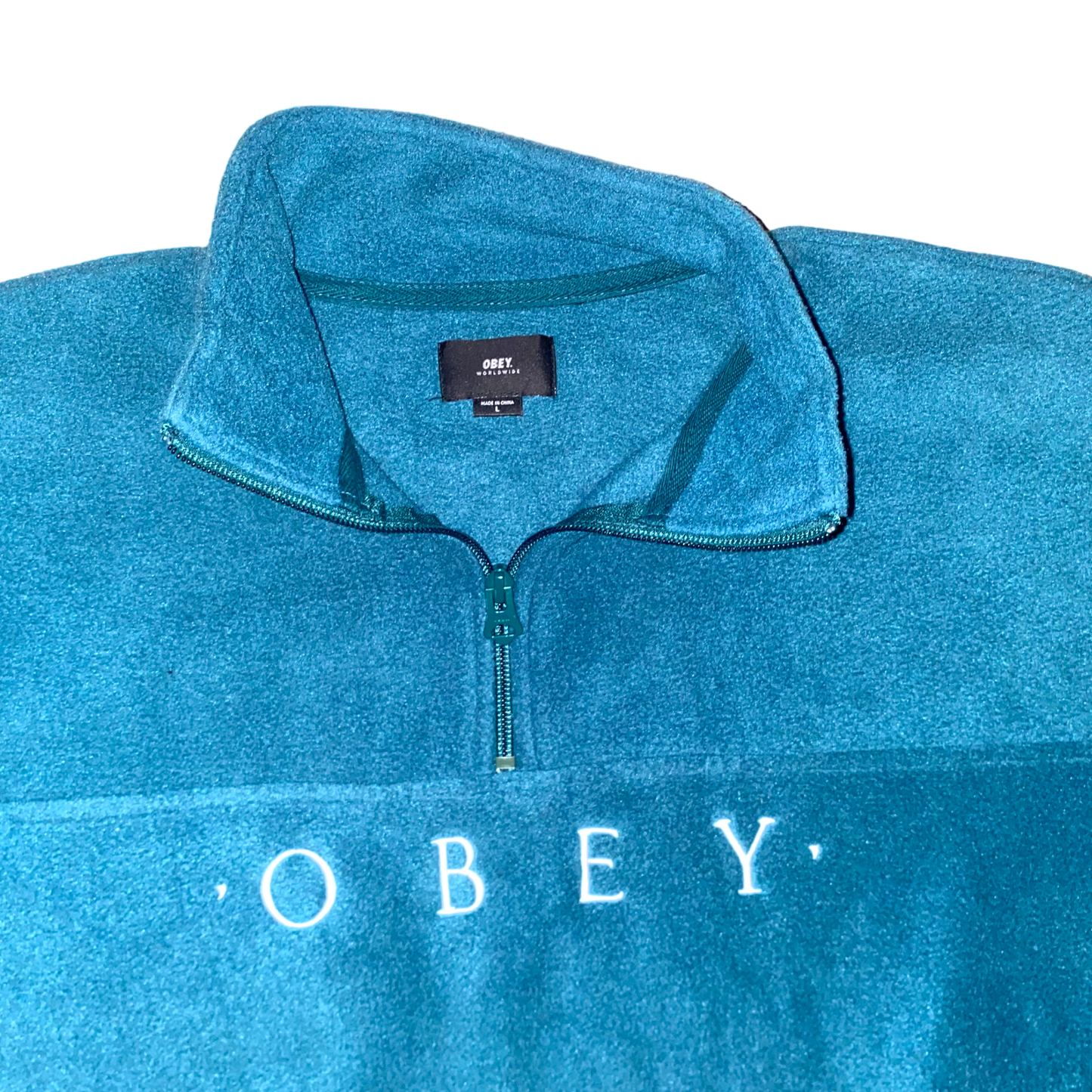OBEY - Turquoise Fleece Half Zip Sweatshirt