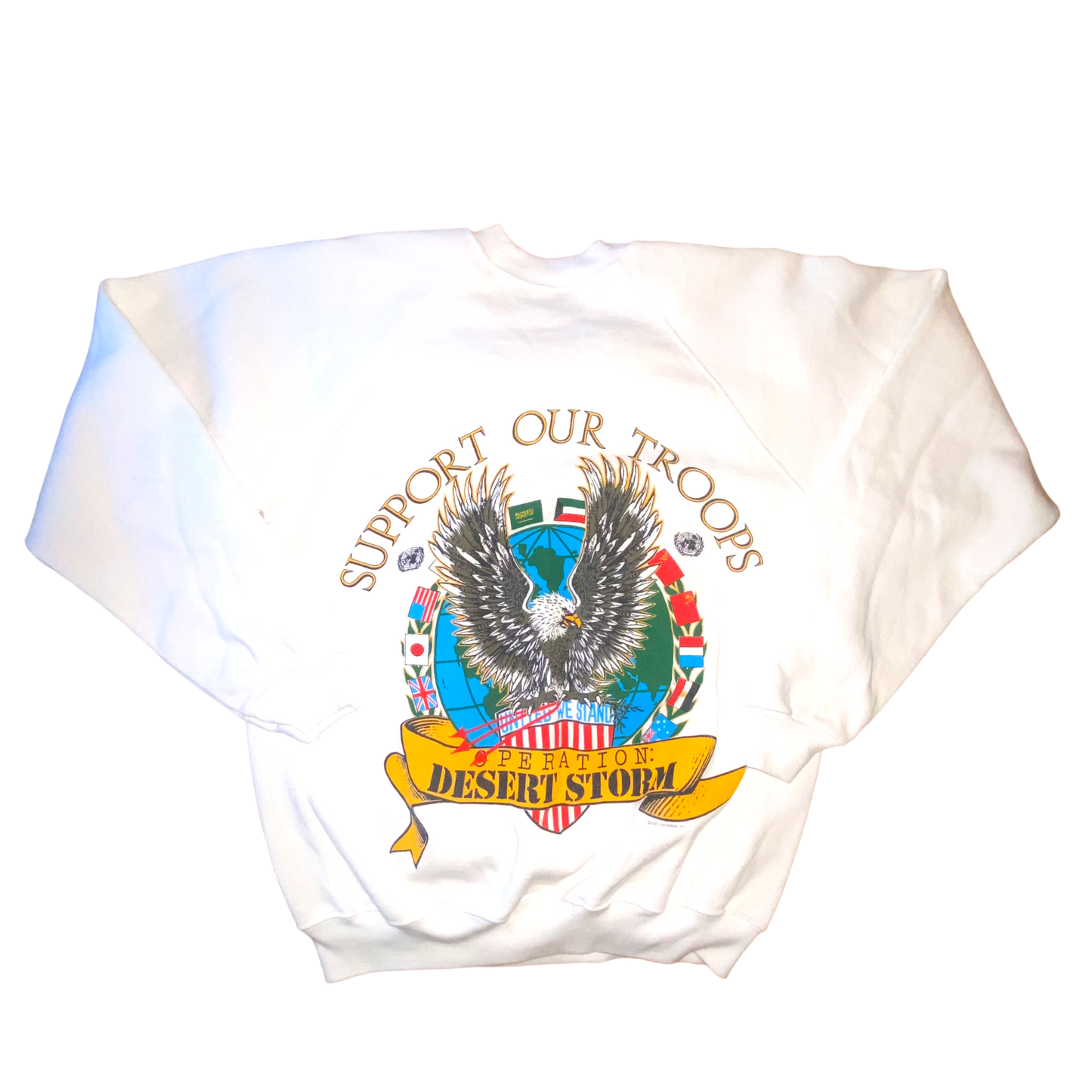 Hanes - Desert Storm Vintage 1991 White Graphic Crewneck Sweatshirt