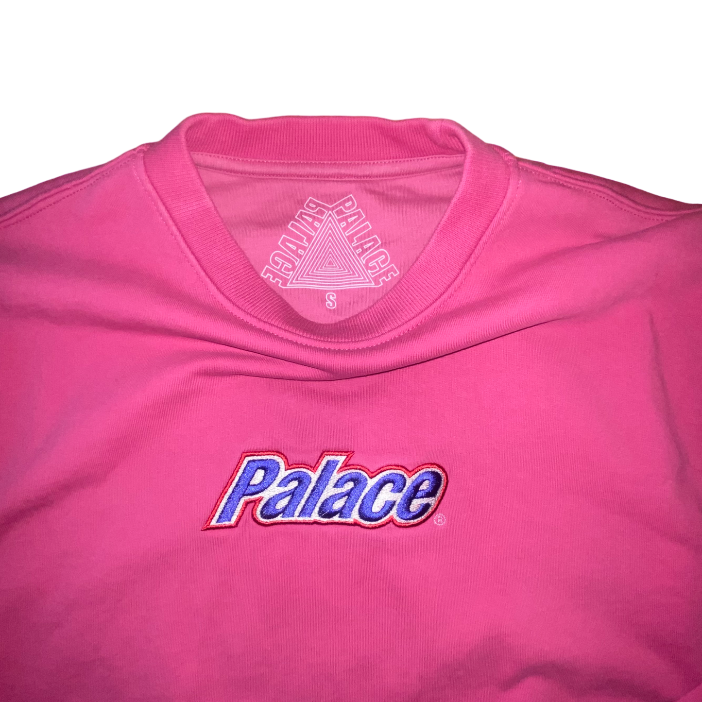 Palace - Pink S21 Center Logo Embroidered Crewneck Sweatshirt