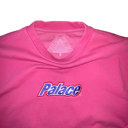 Palace - Pink S21 Center Logo Embroidered Crewneck Sweatshirt