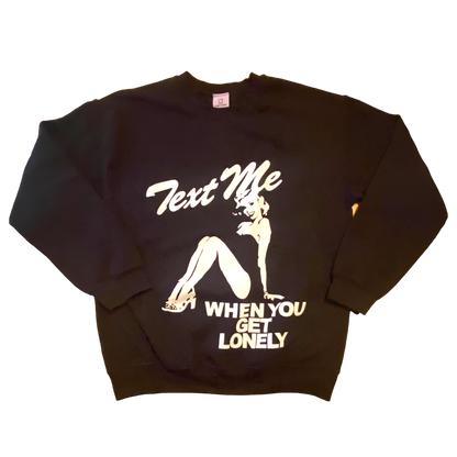 Lonely Ghost - Text Me Graphic Black Crewneck Sweatshirt