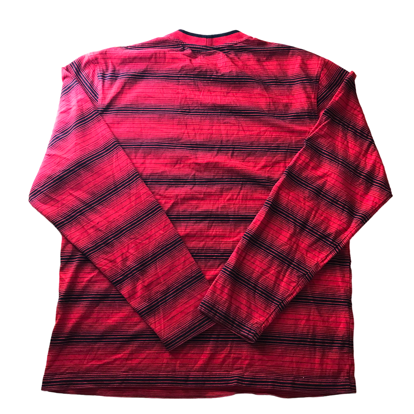 Stussy - Men's Red & Black Striped Longsleeve Shirt