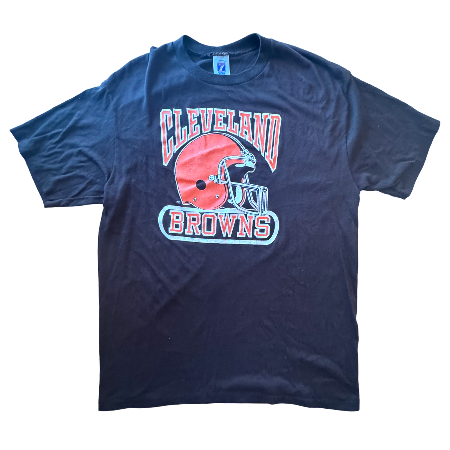 Logo 7 - Cleveland Browns Vintage 80s Single Stitch Brown T-Shirt