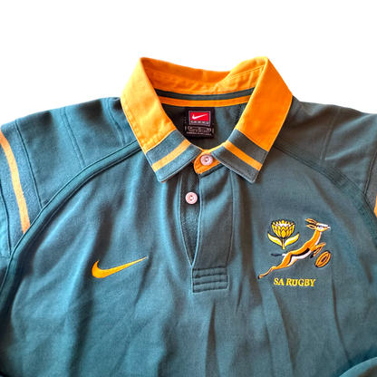 Nike - England Rugby League SA Green Polo Knitted Vintage 90s Jersey