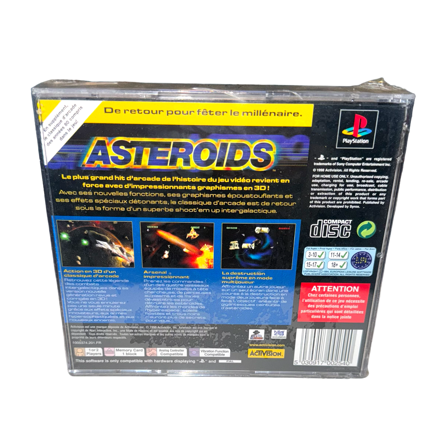 PS1 - Playstation 1 - ASTEROIDS Factory Sealed (PAL) Euro Release