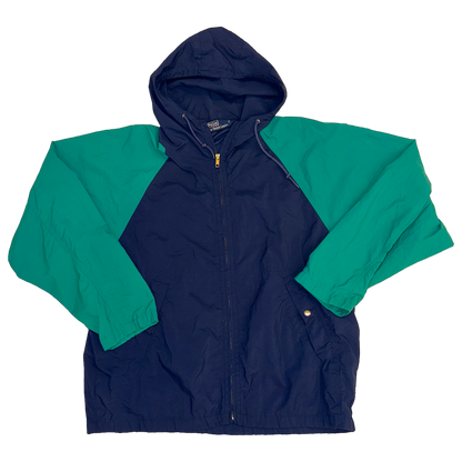 Polo Ralph Lauren - Blue / Green Vintage 90s Full Zip Windbreaker Jacket