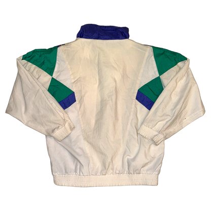 Casual Isle - Vintage 80s White / Green Windbreaker Jacket