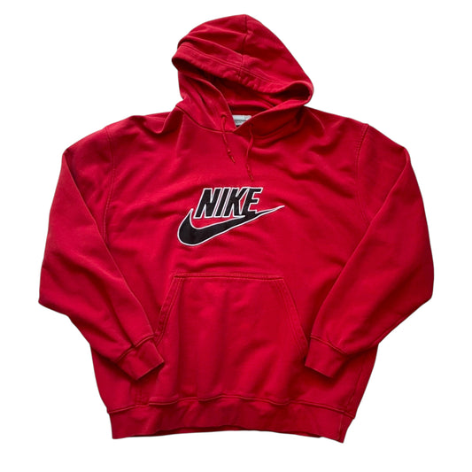 Nike - Silver Tab Red Patched Swoosh Vintage Y2K Hoodie Sweatshirt