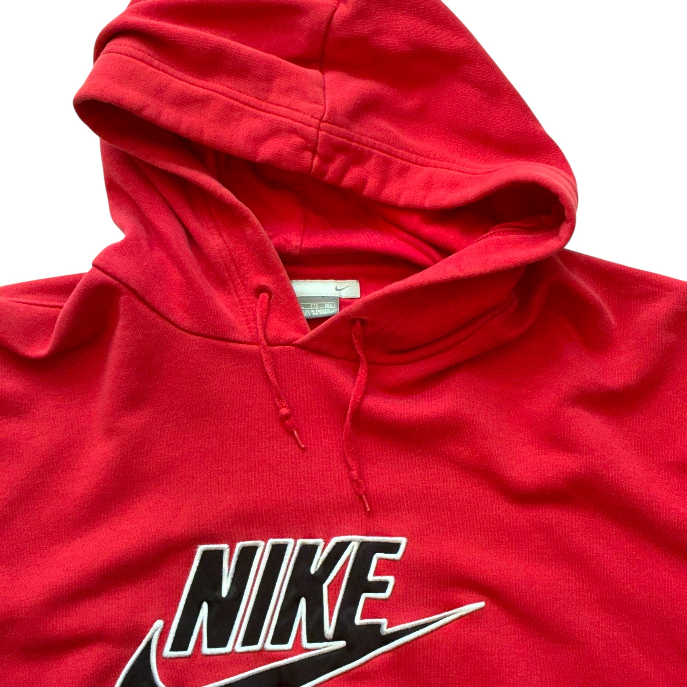 Nike - Silver Tab Red Patched Swoosh Vintage Y2K Hoodie Sweatshirt