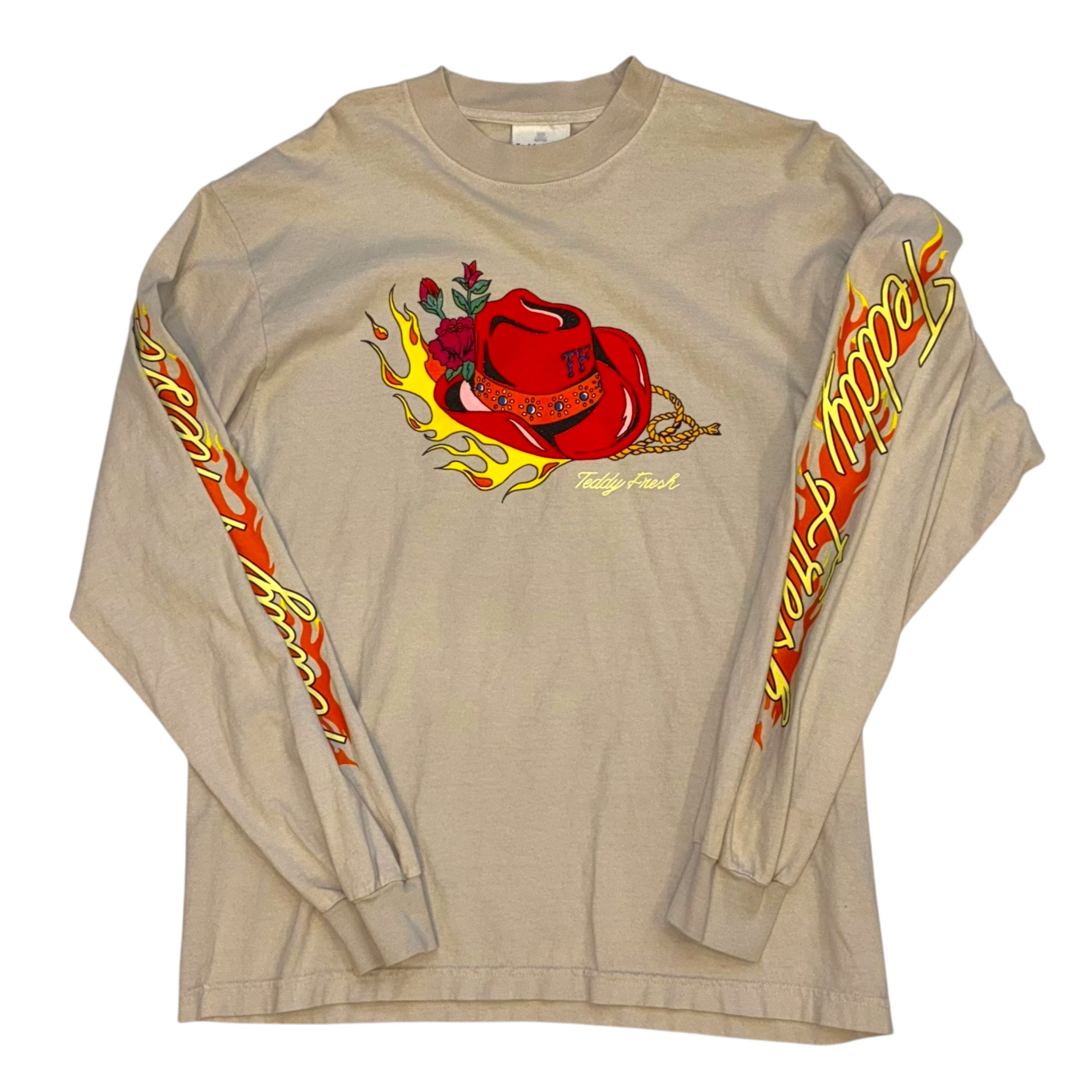 Teddy Fresh - Long Sleeve Cowboy Hat Graphic T-Shirt