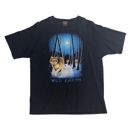 Touch of Gold - Wild Earth Wolf Graphic Vintage 90s T-Shirt