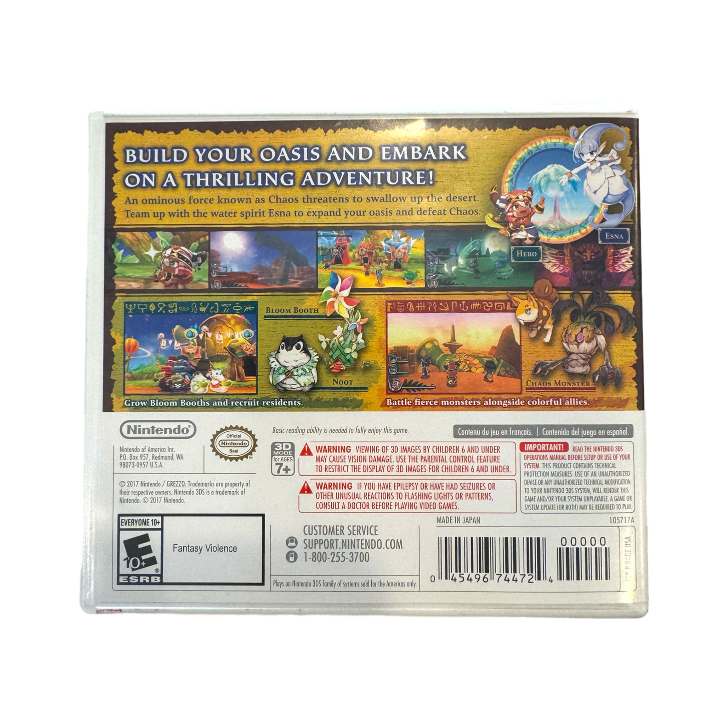 Nintendo 3DS - Ever Oasis CIB Authentic Game