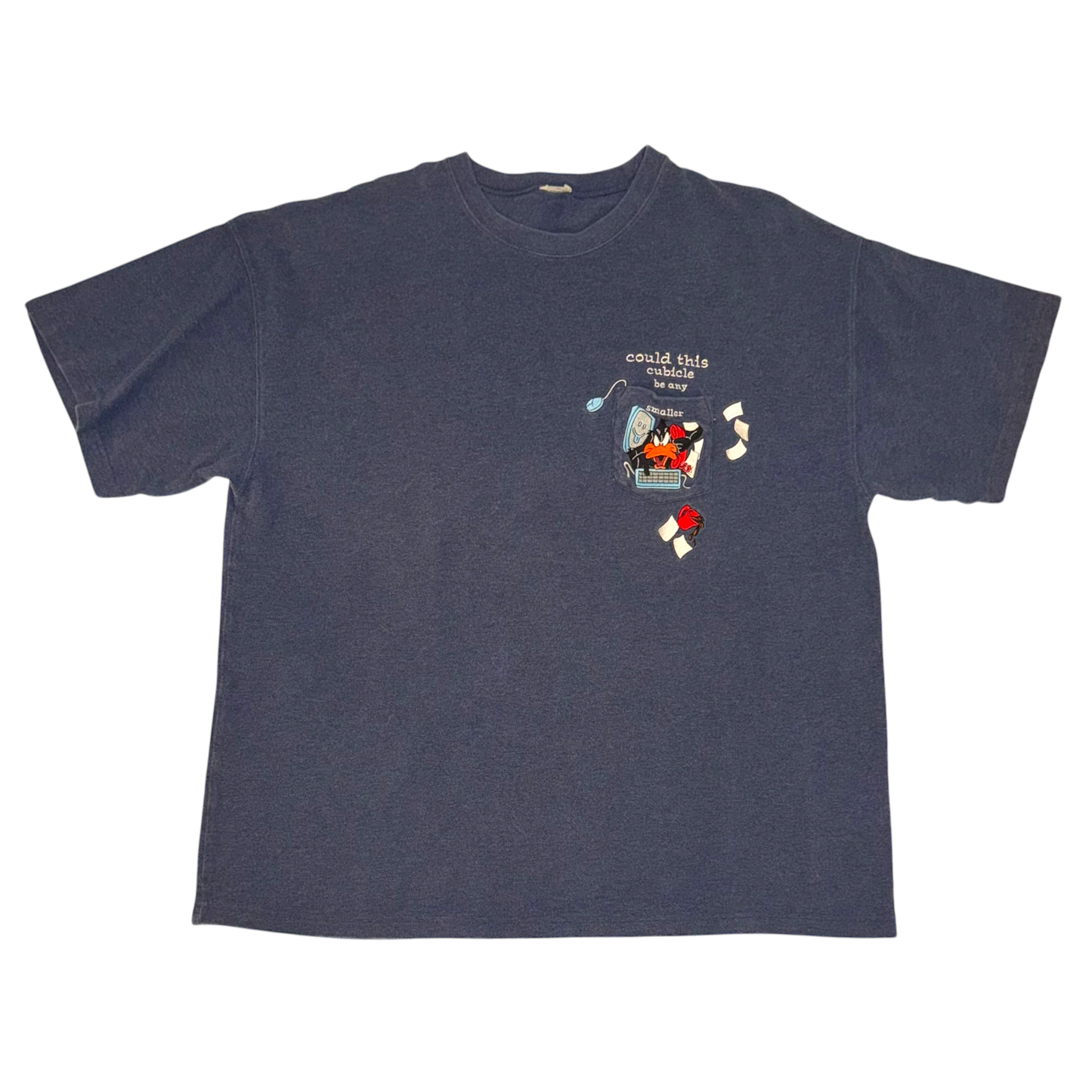 Looney Tunes - Daffy Duck Embroidered Pocket Vintage 90s T-Shirt