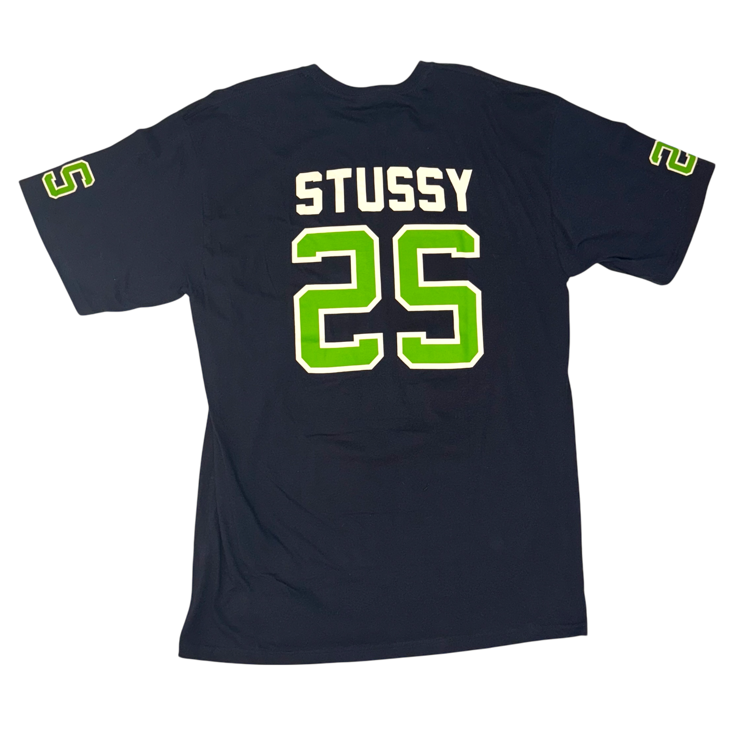 Stussy - Navy Green Emblem Graphic T-Shirt