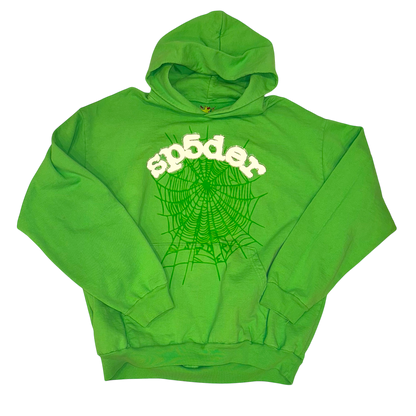 SP5DER - Rhinestone Slime Green Hoodie Sweatshirt