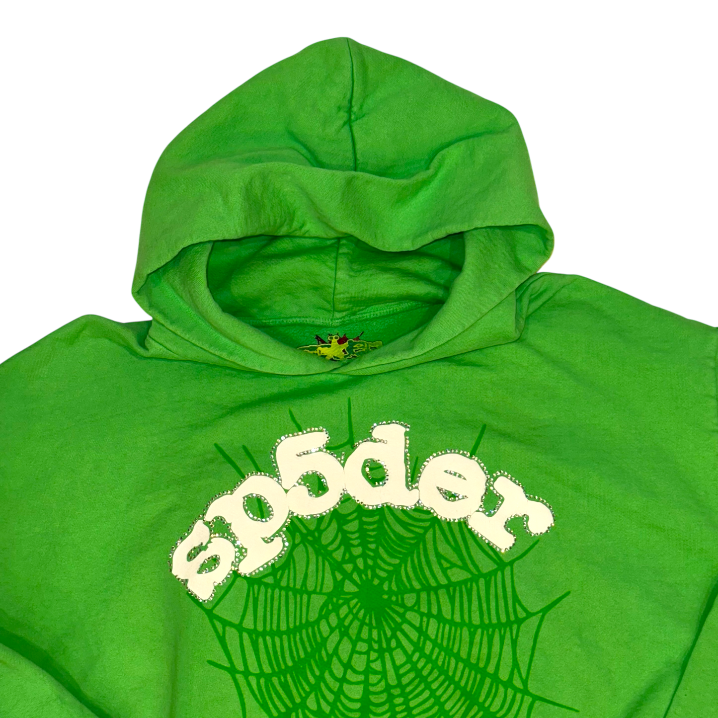 SP5DER - Rhinestone Slime Green Hoodie Sweatshirt