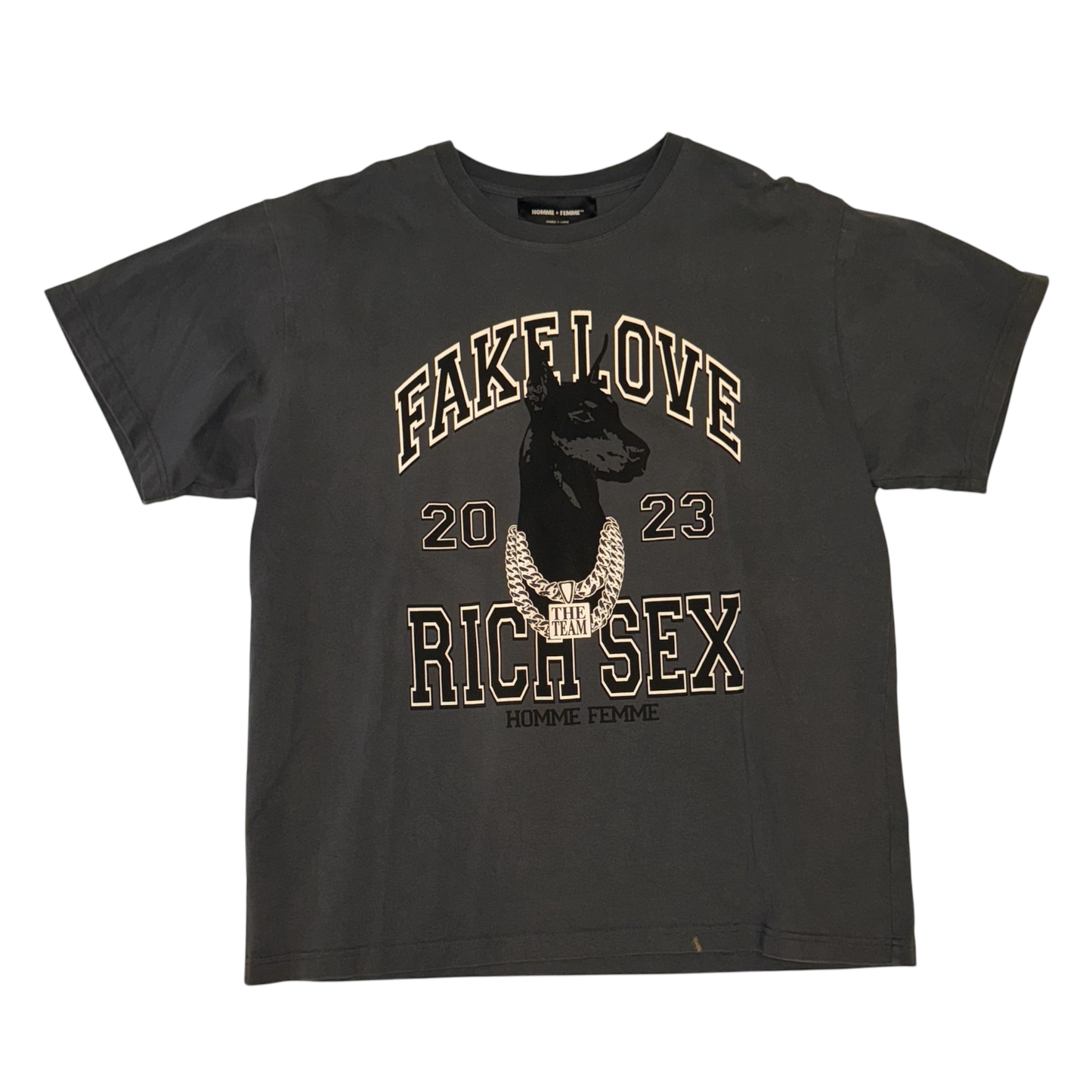 Homme + Femme - Grey Fake Love Graphic T-Shirt