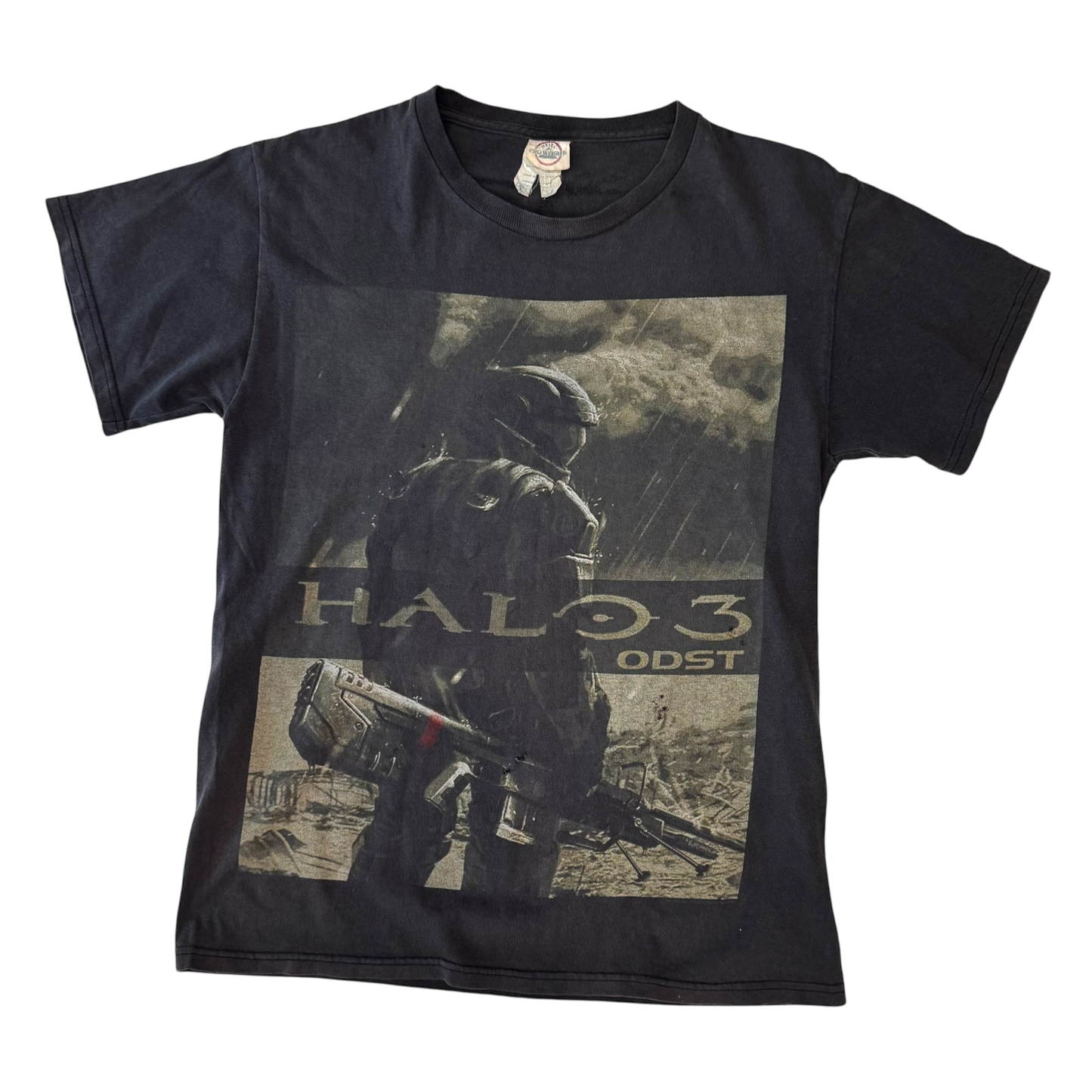 Delta - Halo 3 ODST Vintage Y2K Faded Black T-Shirt