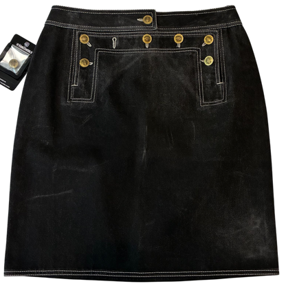 Chanel - Black Vintage 90s Rare Denim Mid Length Skirt