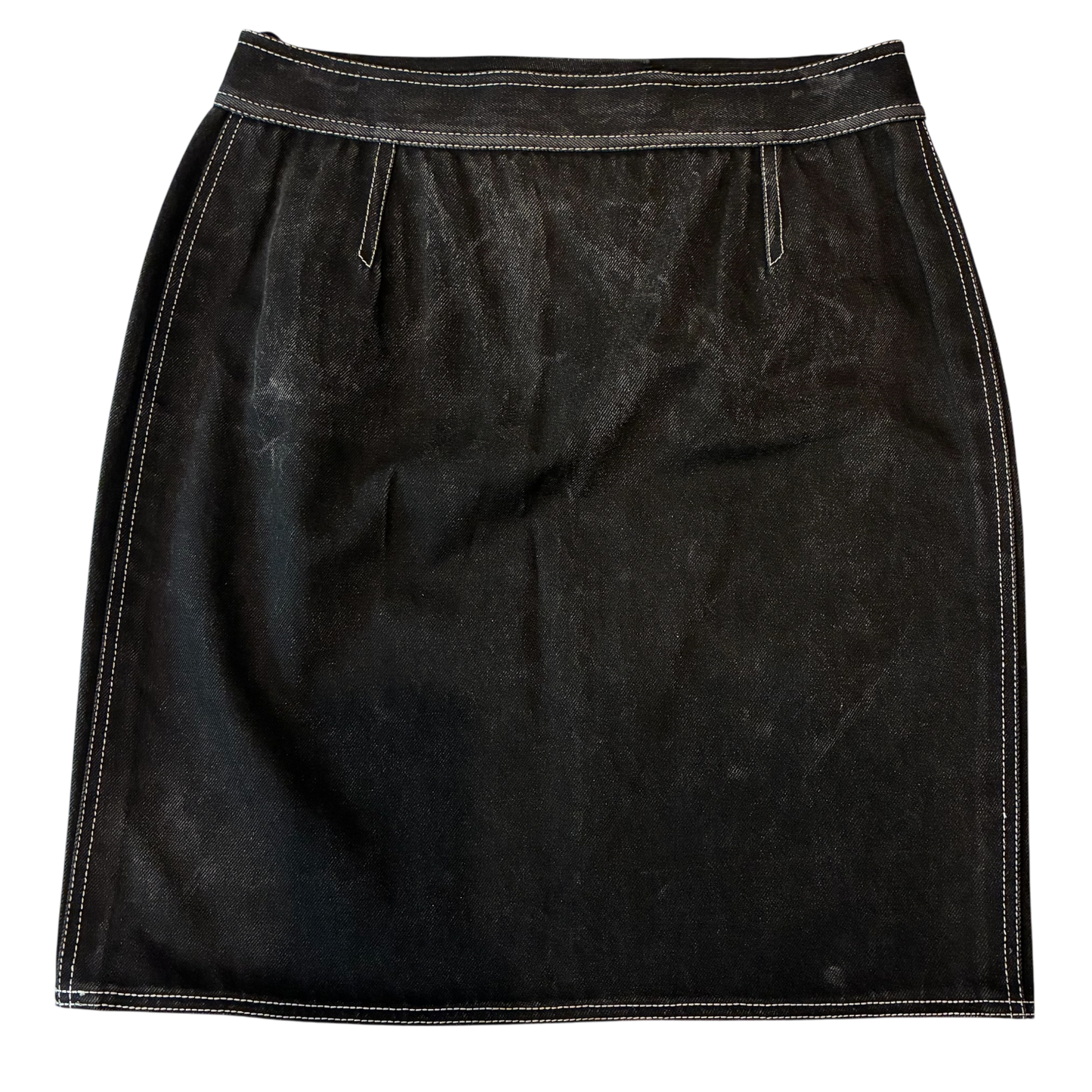 Chanel - Black Vintage 90s Rare Denim Mid Length Skirt