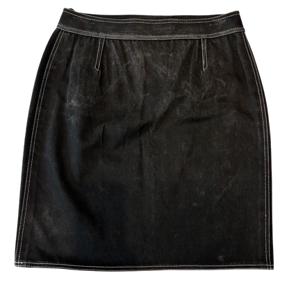 Chanel - Black Vintage 90s Rare Denim Mid Length Skirt