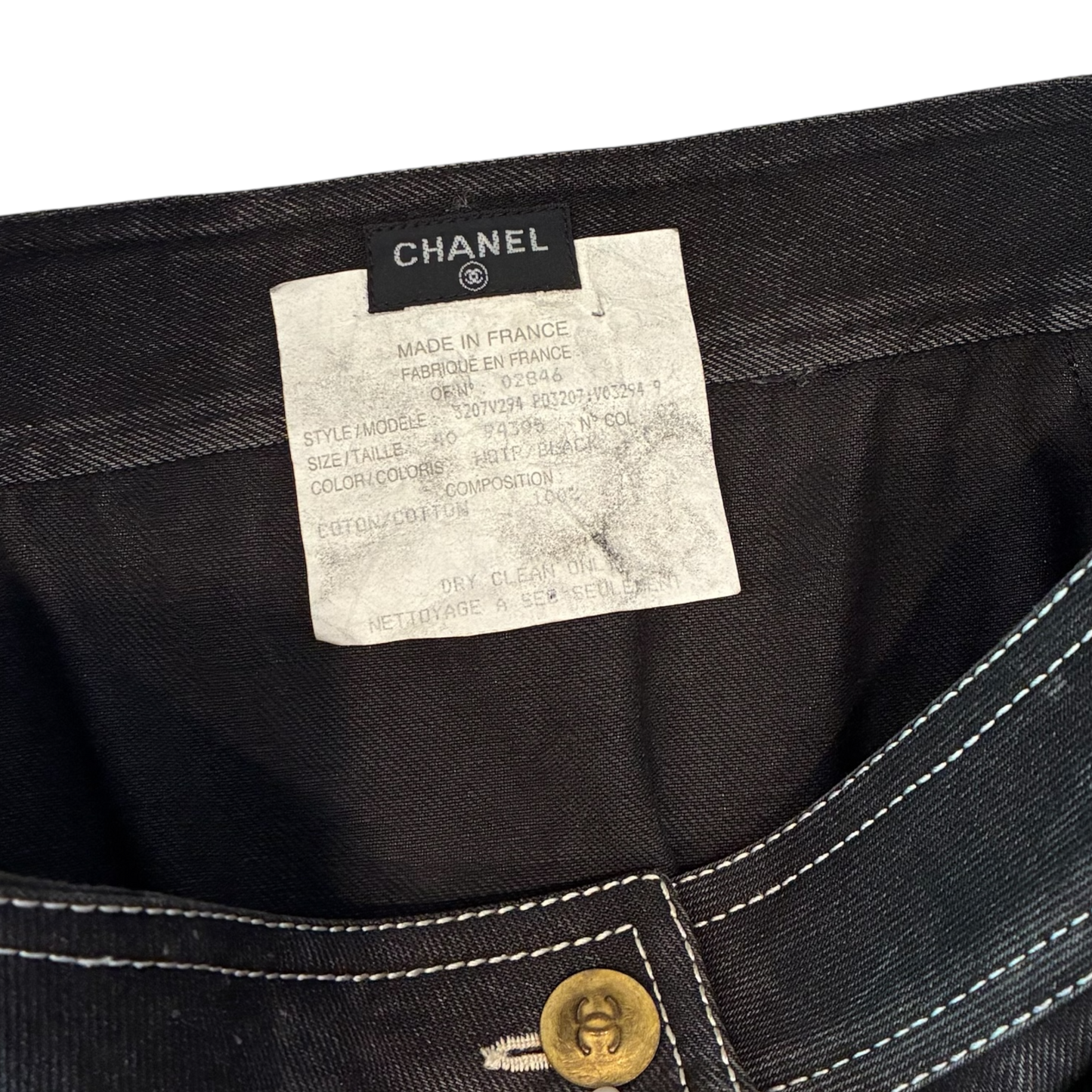 Chanel - Black Vintage 90s Rare Denim Mid Length Skirt