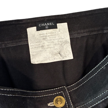 Chanel - Black Vintage 90s Rare Denim Mid Length Skirt