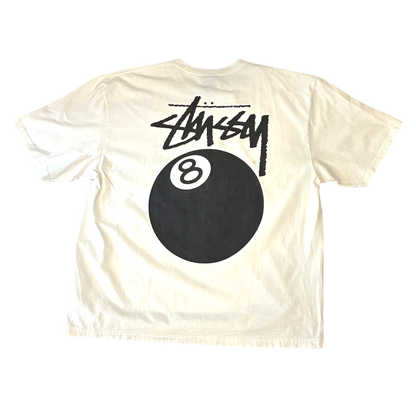 Stussy - White Eight Ball Graphic Vintage Y2K T-Shirt